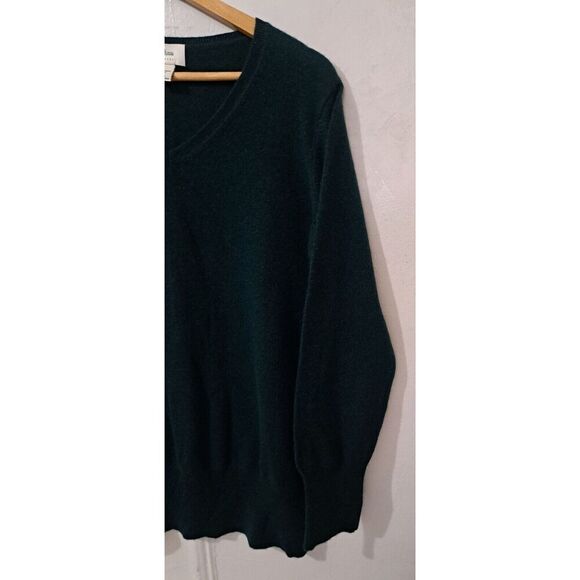 Neiman Marcus 100% Cashmere Sweater Womens Large Vneck Dark green pullover - Picture 4 of 7